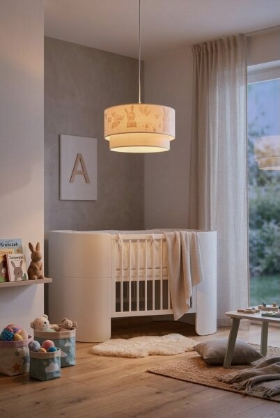Brilagi - LED Detský luster na lanku BOBO 1xE27/60W/230V pr. 35 cm biela/zajačiky
