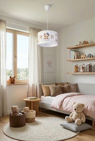 Brilagi - LED detský luster na lanku BOBO 1xE27/60W/230V pr. 35 cm biela/medvedíky