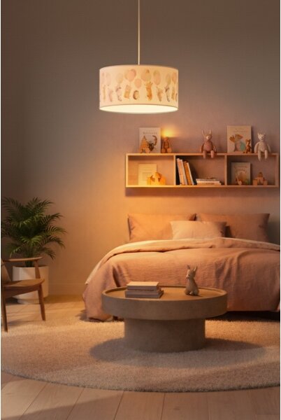 Brilagi - LED detský luster na lanku BOBO 1xE27/60W/230V pr. 35 cm biely/s motívom zvieratiek