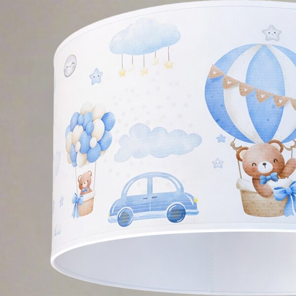 Brilagi - LED detský luster na lanku BOBO 1xE27/60W/230V, priemer 35 cm, modrý/medvedíky