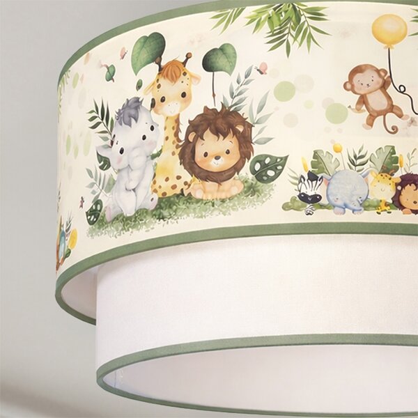 Brilagi-LED Detský závesný luster na lanku BOBO 1xE27/60W/230V pr.40cm krém./zelená/džungľa