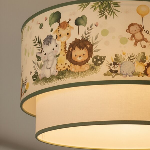Brilagi-LED Detské prisadené stropné svietidlo BOBO 1xE27/60W/230V pr. 40 cm krémové / zelené / džungľa
