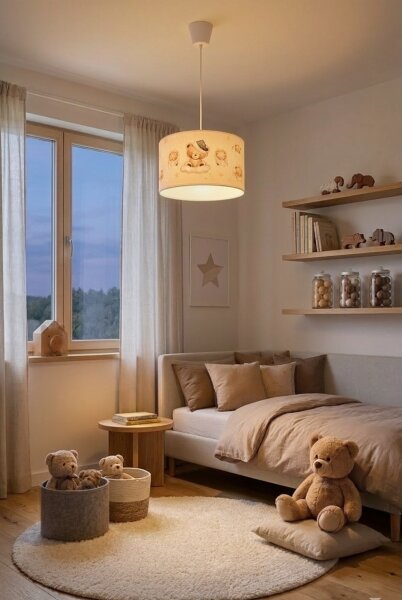 Brilagi - LED detský luster na lanku BOBO 1xE27/60W/230V pr. 35 cm biela/medvedíky
