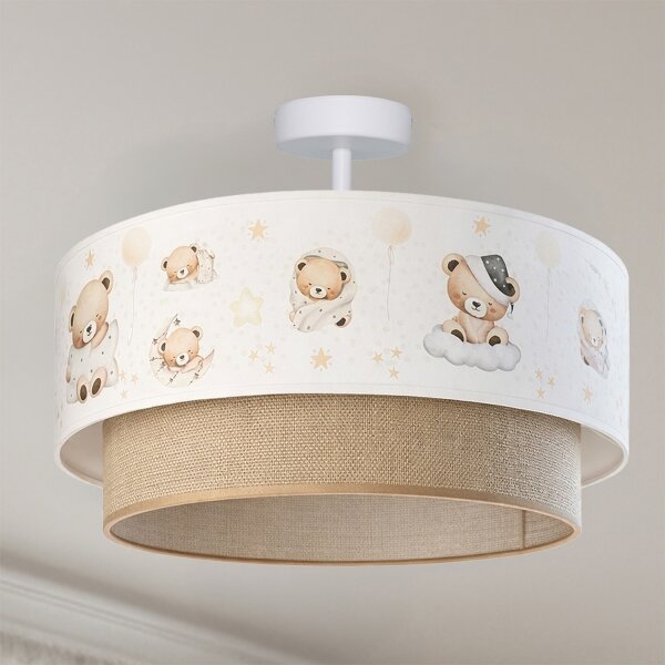 Brilagi-LED Detský prisadený luster BOBO 1xE27/60W/230V priemer 40 cm biela/béžová/medvedík