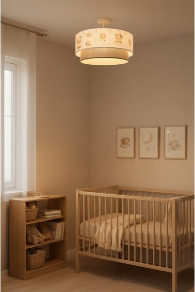 Brilagi-LED Detský prisadený luster BOBO 1xE27/60W/230V priemer 40 cm biela/béžová/medvedík