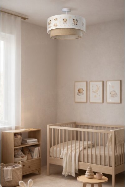 Brilagi-LED Detský prisadený luster BOBO 1xE27/60W/230V priemer 40 cm biela/béžová/medvedík