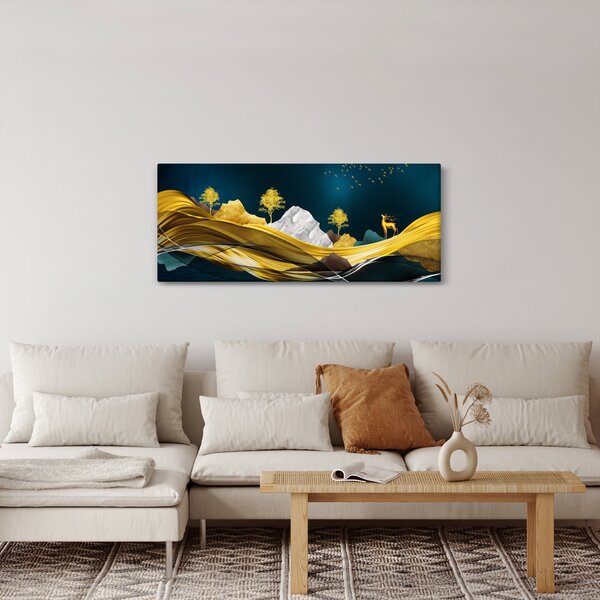 Obraz - Jeleň v krajine (120x50 cm)