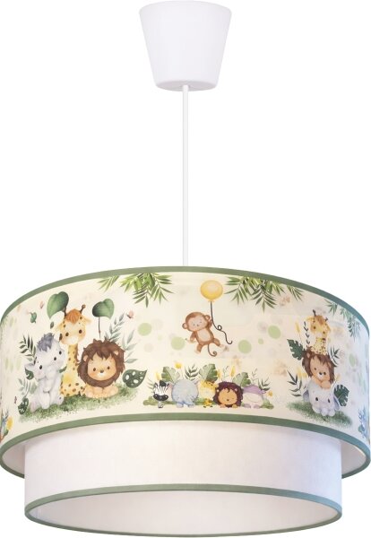 Brilagi-LED Detský závesný luster na lanku BOBO 1xE27/60W/230V pr.40cm krém./zelená/džungľa
