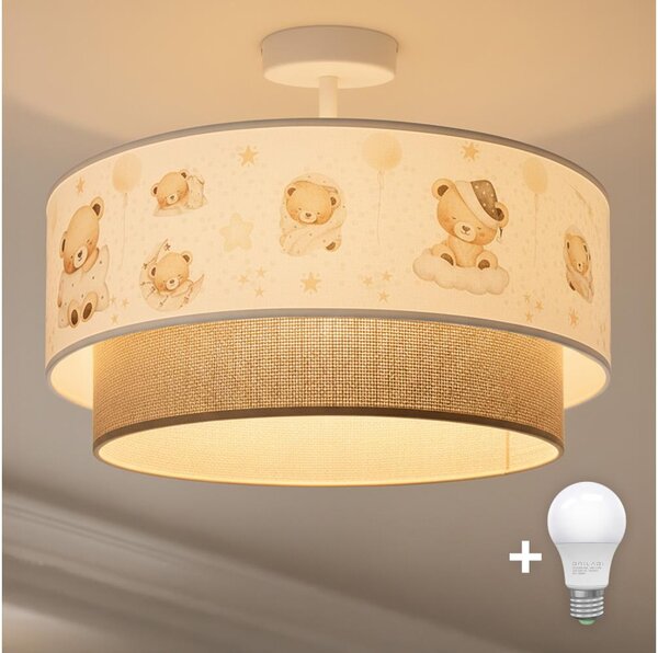 Brilagi-LED Detský prisadený luster BOBO 1xE27/60W/230V priemer 40 cm biela/béžová/medvedík