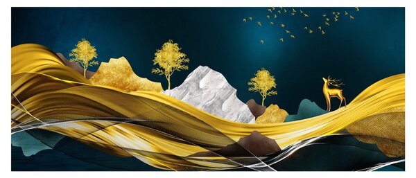Obraz - Jeleň v krajine (120x50 cm)