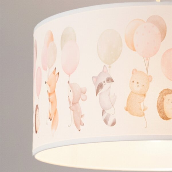 Brilagi - LED detský luster na lanku BOBO 1xE27/60W/230V pr. 35 cm biely/s motívom zvieratiek