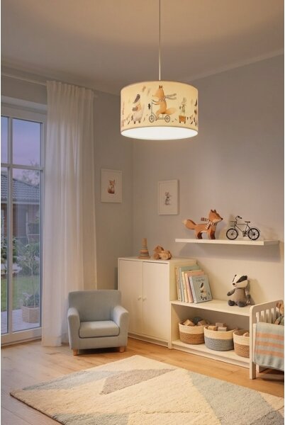 Brilagi - LED Detský luster na lanku BOBO 1xE27/60W/230V pr. 35 cm biela/zvieratká