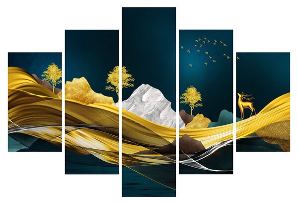 Obraz - Jeleň v krajine (150x105 cm)