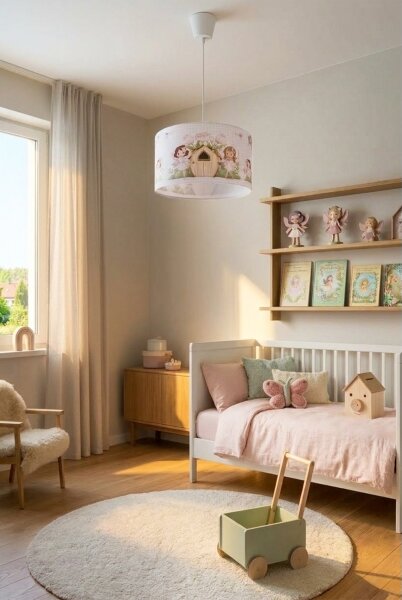 Brilagi - LED detský luster na lanku BOBO 1xE27/60W/230V pr. 35 cm ružová s motívom víl