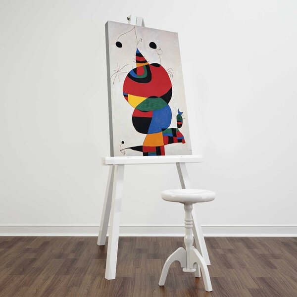 ASIR Reprodukcia na plátne ŽENA, VTÁK, HVIEZDA, J. MIRÓ 45 cm