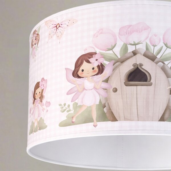 Brilagi - LED detský luster na lanku BOBO 1xE27/60W/230V pr. 35 cm ružová s motívom víl
