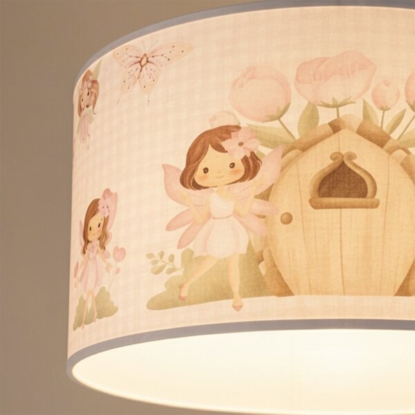 Brilagi - LED detský luster na lanku BOBO 1xE27/60W/230V pr. 35 cm ružová s motívom víl
