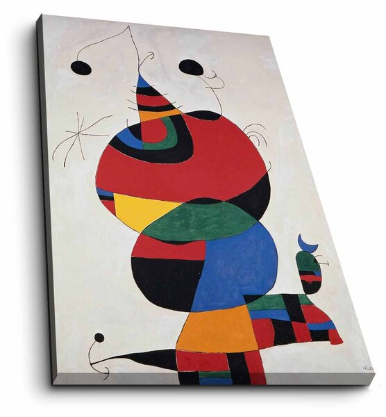 ASIR Reprodukcia na plátne ŽENA, VTÁK, HVIEZDA, J. MIRÓ 45 cm