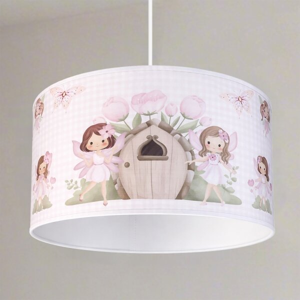 Brilagi - LED detský luster na lanku BOBO 1xE27/60W/230V pr. 35 cm ružová s motívom víl