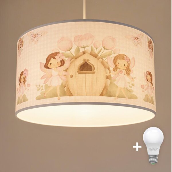 Brilagi - LED detský luster na lanku BOBO 1xE27/60W/230V pr. 35 cm ružová s motívom víl