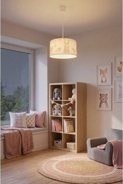 Brilagi - LED detský luster na lanku BOBO 1xE27/60W/230V priemer 35 cm biela/zvieratká