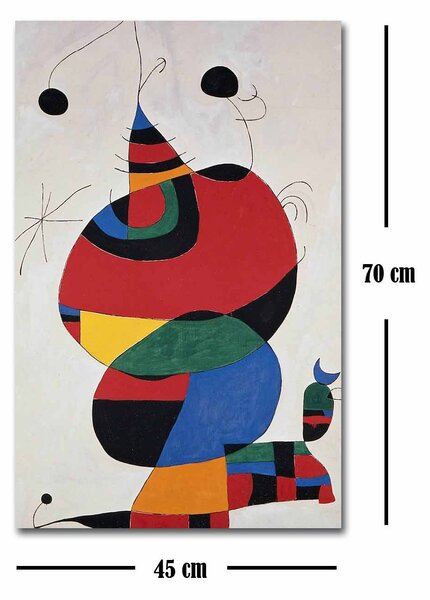 ASIR Reprodukcia na plátne ŽENA, VTÁK, HVIEZDA, J. MIRÓ 45 cm