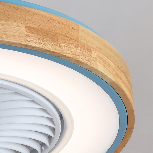 Brilagi - LED stmievateľné svietidlo s ventilátorom LED/38W/230V 50 cm modrá/dub + diaľkové ovládanie