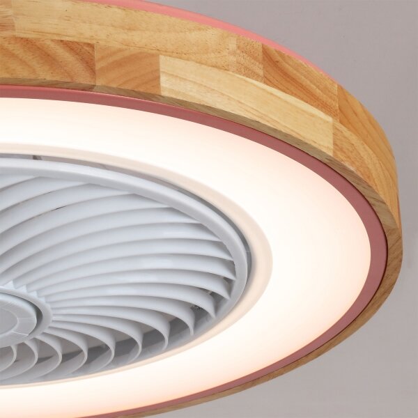 Brilagi - LED stmievateľné svietidlo s ventilátorom LED/38W/230V 50 cm ružová/dub + diaľkové ovládanie