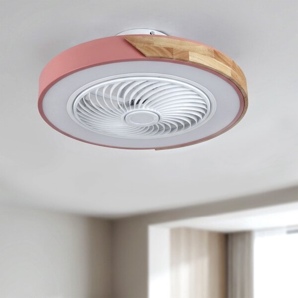 Brilagi - LED stmievateľné svietidlo s ventilátorom LED/38W/230V 50 cm ružová/dub + diaľkové ovládanie