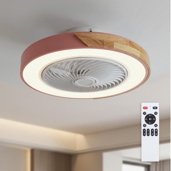 Brilagi - LED stmievateľné svietidlo s ventilátorom LED/38W/230V 50 cm ružová/dub + diaľkové ovládanie