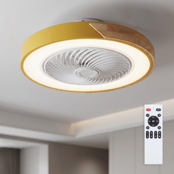 Brilagi - LED stmievateľné svietidlo s ventilátorom LED/38W/230V 50 cm zlatá/dub + diaľkové ovládanie