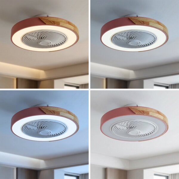 Brilagi - LED stmievateľné svietidlo s ventilátorom LED/38W/230V 50 cm ružová/dub + diaľkové ovládanie