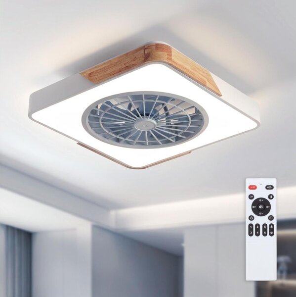 Brilagi - stmievateľné LED svietidlo s ventilátorom LED/38W/230V 50 cm biela/dub + diaľkové ovládanie