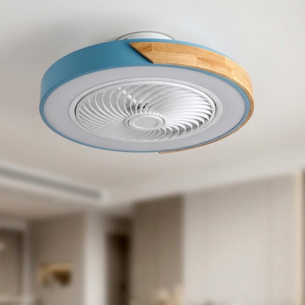 Brilagi - LED stmievateľné svietidlo s ventilátorom LED/38W/230V 50 cm modrá/dub + diaľkové ovládanie
