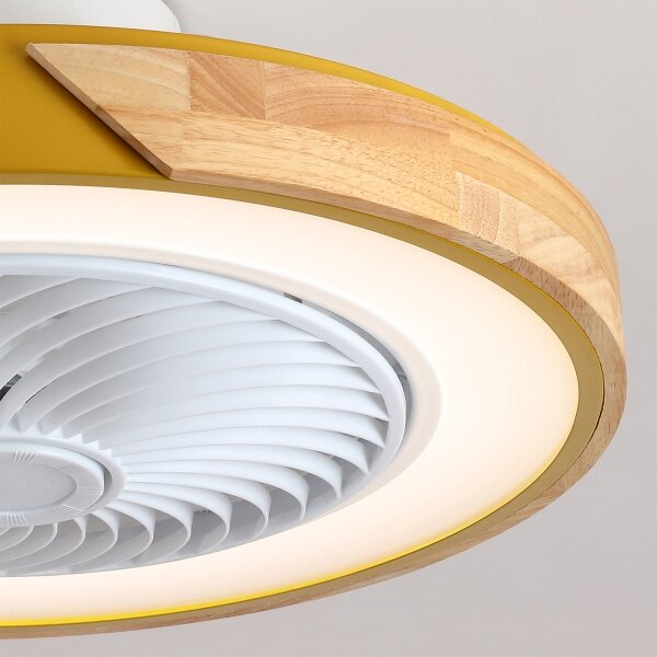 Brilagi - LED stmievateľné svietidlo s ventilátorom LED/38W/230V 50 cm zlatá/dub + diaľkové ovládanie