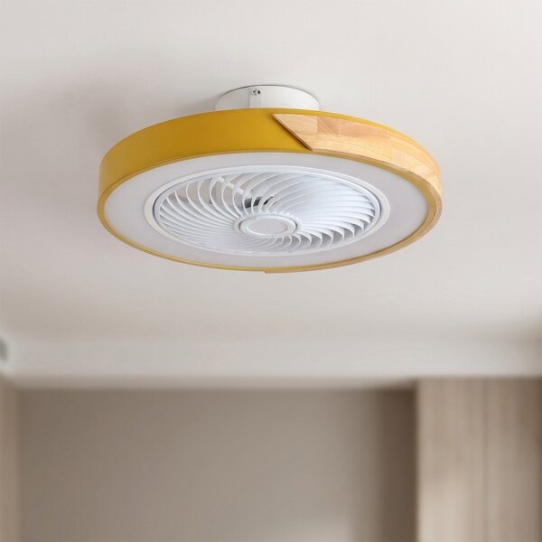Brilagi - LED stmievateľné svietidlo s ventilátorom LED/38W/230V 50 cm zlatá/dub + diaľkové ovládanie