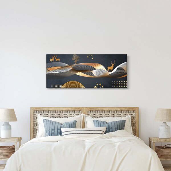 Obraz - Grafika s jeleňom (120x50 cm)