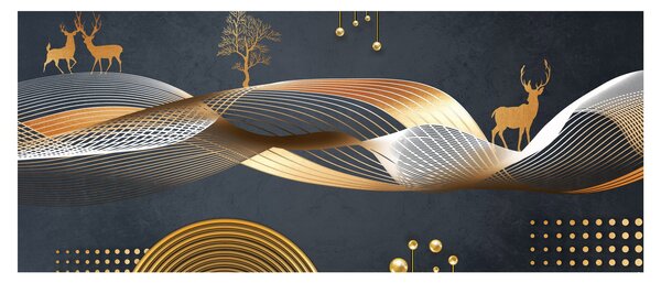 Obraz - Grafika s jeleňom (120x50 cm)