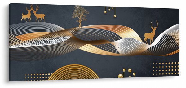 Obraz - Grafika s jeleňom (120x50 cm)