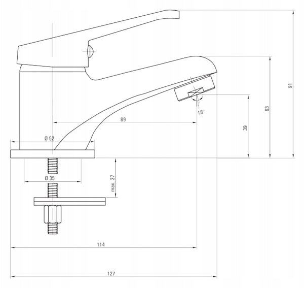 Deante Lobo, stojanková umývadlová batéria, chrómová, BYU_020M