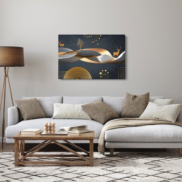 Obraz - Grafika s jeleňom (90x60 cm)