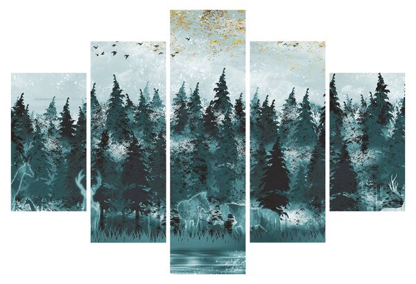 Obraz - Zvieratá v lese (150x105 cm)