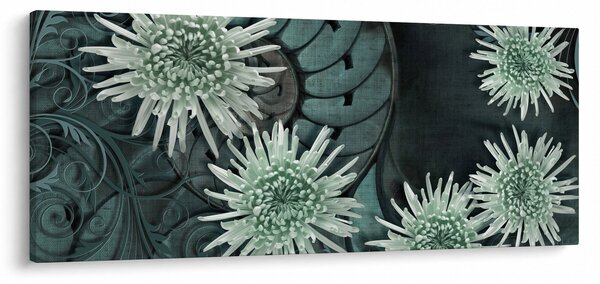 Obraz - Zelené kvety (120x50 cm)