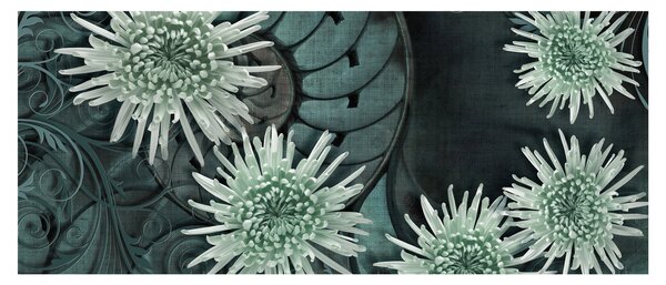 Obraz - Zelené kvety (120x50 cm)