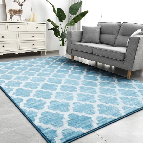 Tutumi Plyšový koberec Clover Baroc modrý, veľkosť 120x170