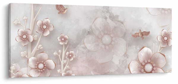 Obraz - Ružové kvety (120x50 cm)