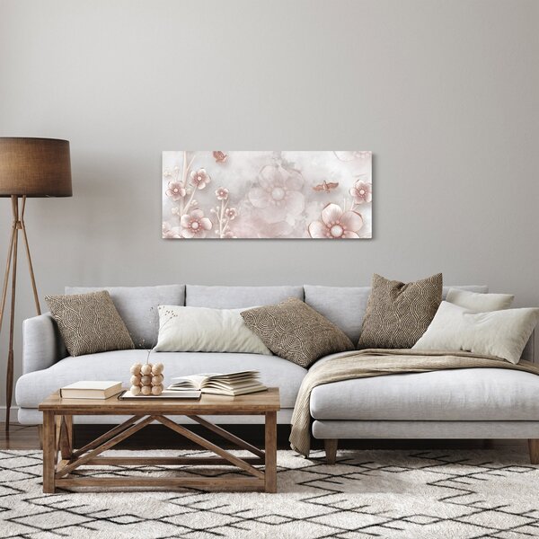 Obraz - Ružové kvety (120x50 cm)