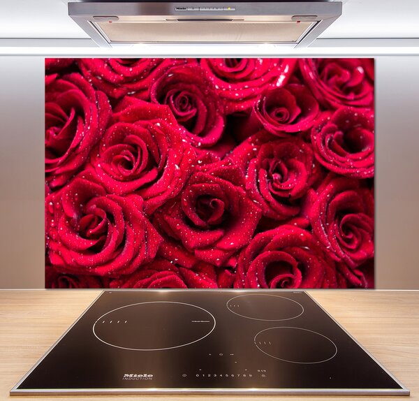 Panel do kuchyne Kvapky na ružiach