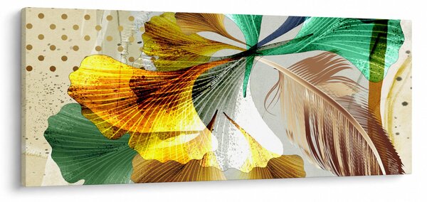 Obraz - Listy s pierkom (120x50 cm)