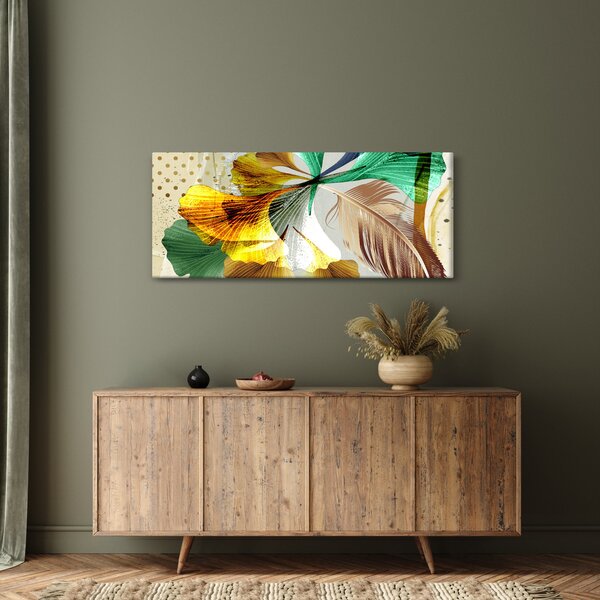 Obraz - Listy s pierkom (120x50 cm)